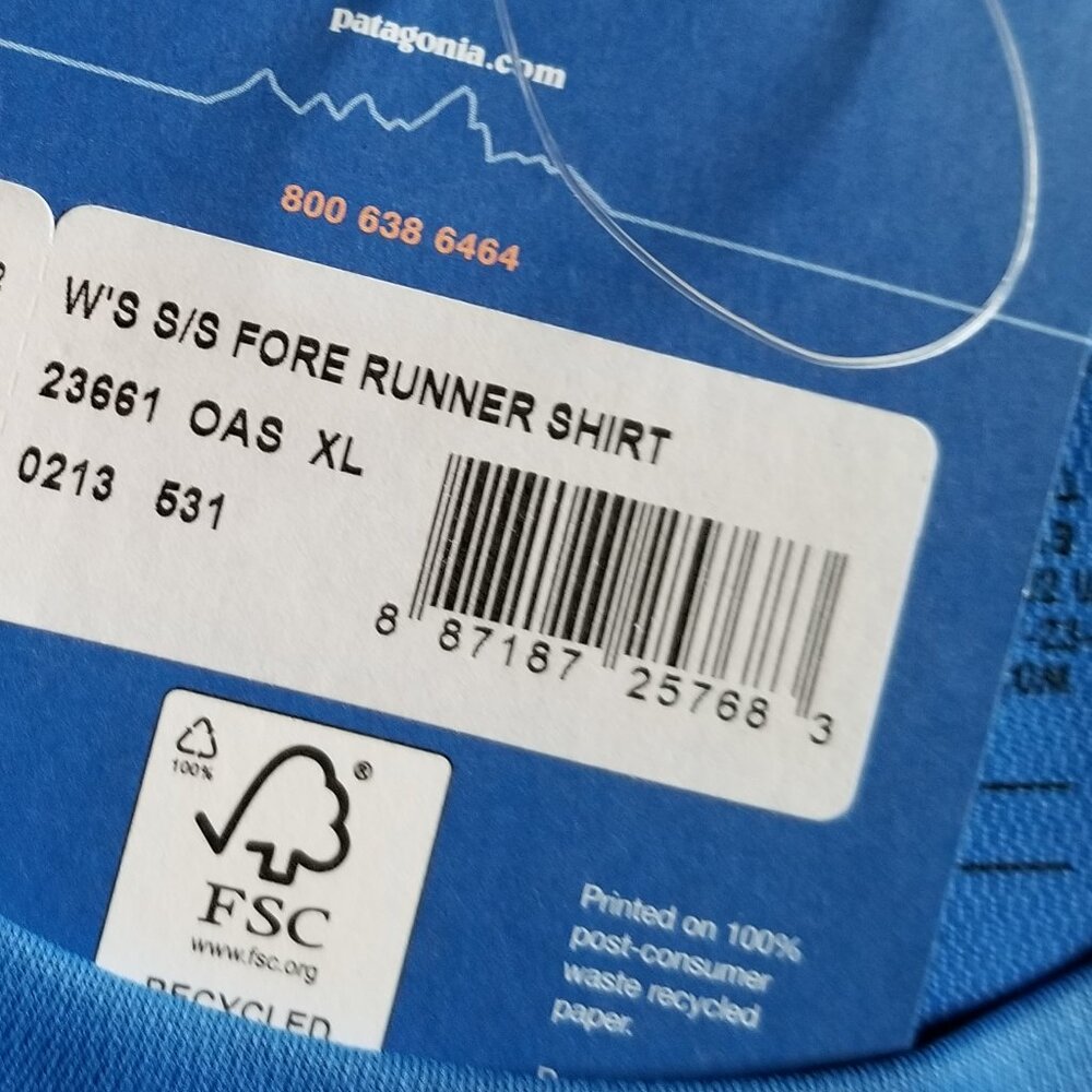 Patagonia Women’s Short Sleeve Crew Neck Fore Runner Shirt Blue - Picture 4 of 14